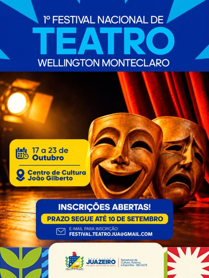 Inscrições para o 1º Festival Nacional de Teatro Wellington Monteclaro terminam nesta quinta-feira (10)