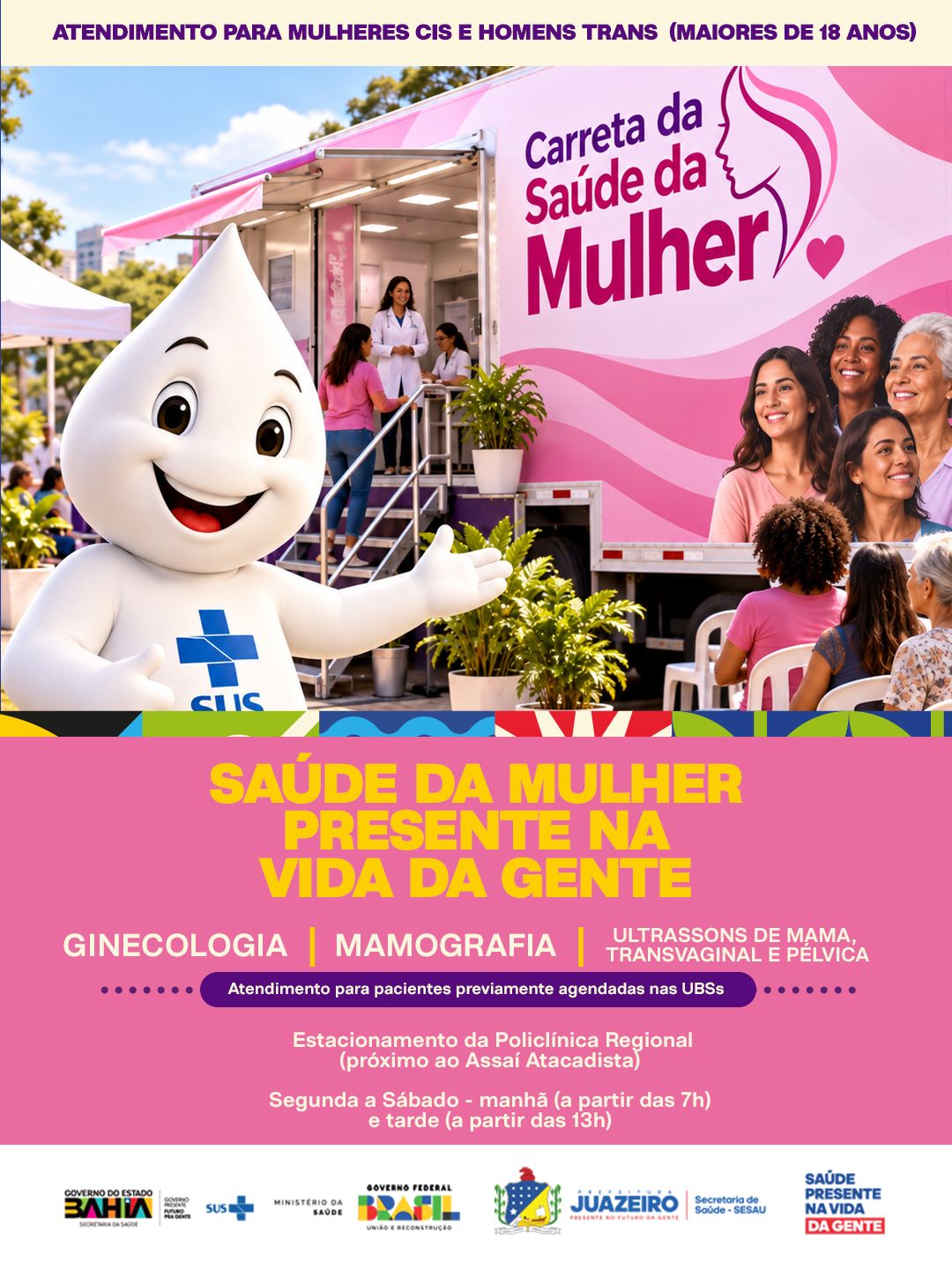 Outubro Rosa: Carreta da Saúde da Mulher oferece consultas e exames em Juazeiro até 13 de novembro
