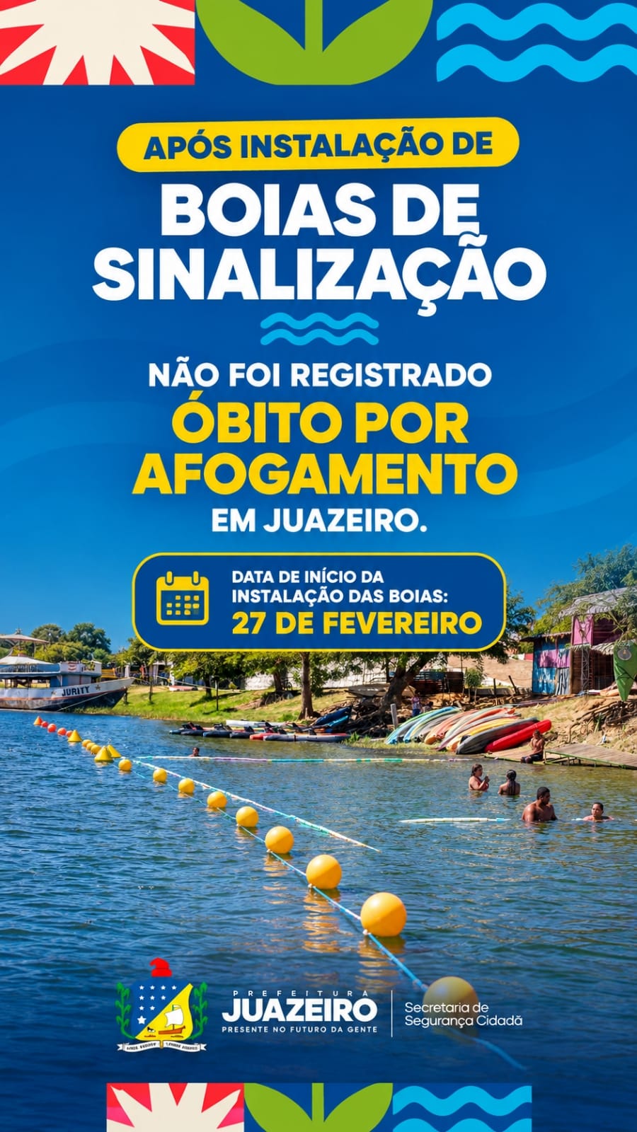 Após instalação de boias de sinalização, Juazeiro não registra óbitos por afogamento