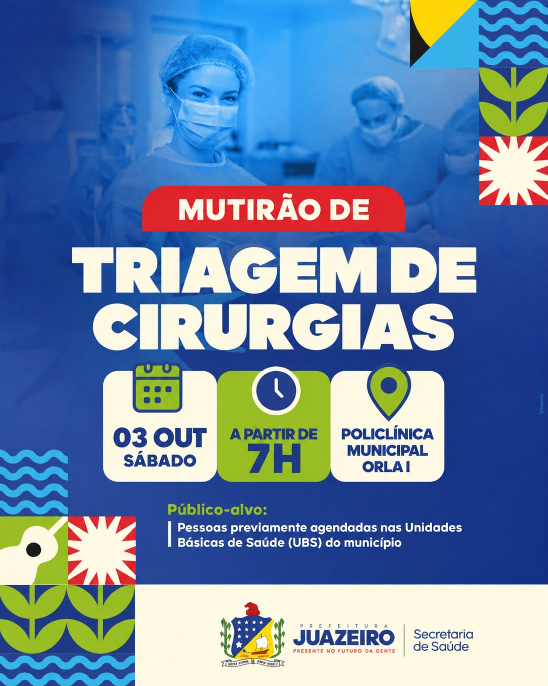 Novo Mutirão de Triagem de Cirurgias será realizado na Policlínica Municipal de Juazeiro neste sábado (3)